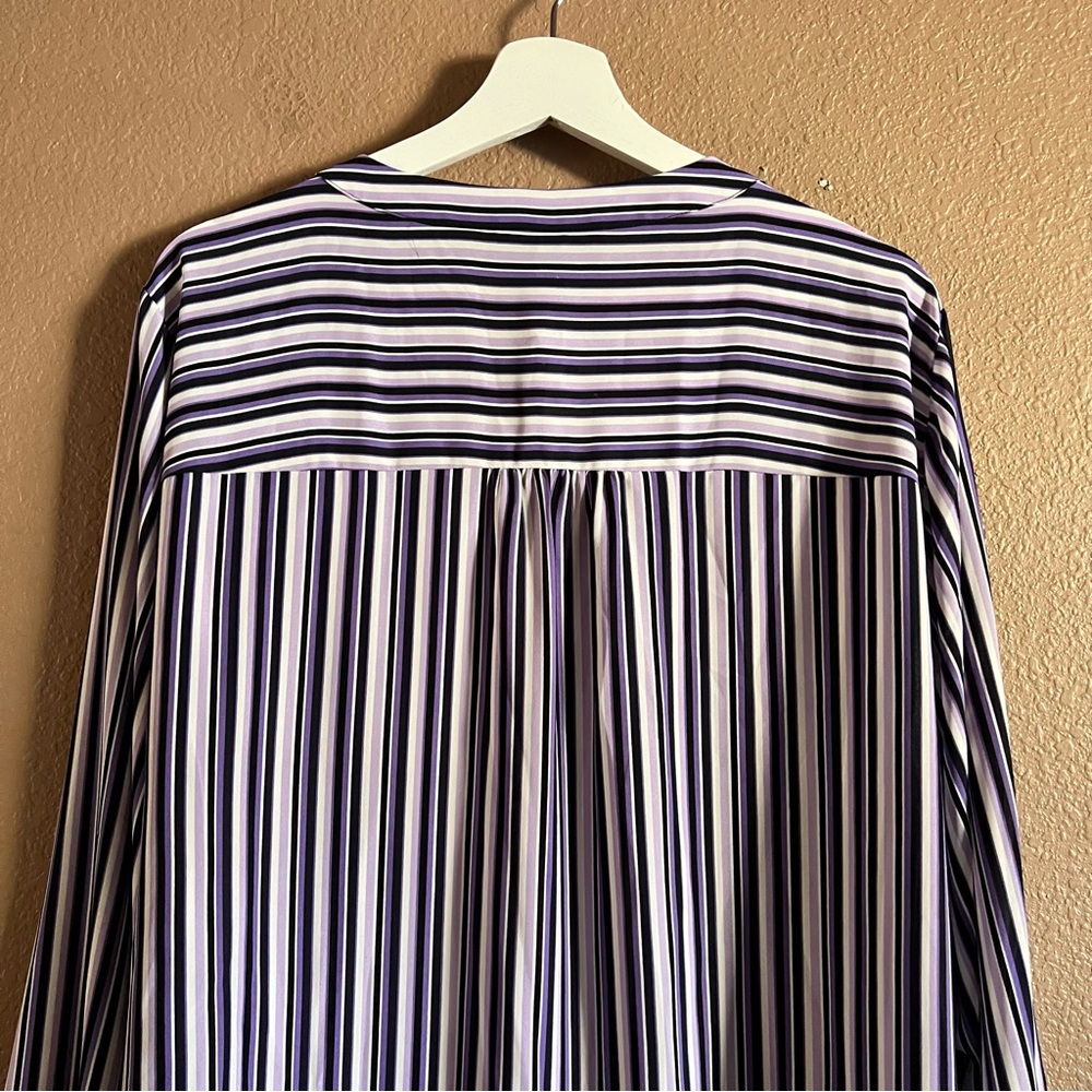 Lane Bryant Women's Striped Button Down Top Purple and White Size 20 NWT - Picture 7 of 8
